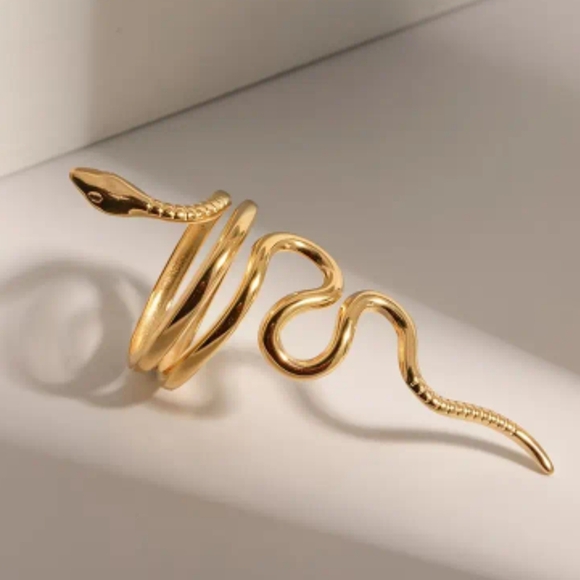 Anthropologie Jewelry - 18 KT Gold Over Stainless Steel Snake Ring